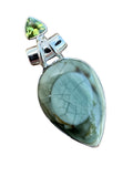 Royal Imperial Jasper & Peridot Solid 925 Sterling Silver Pendant