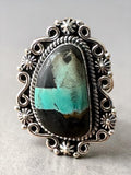 Black Jack Turquoise Solid 925 Sterling Silver Ring 8