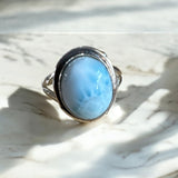 Caribbean Larimar Solid 925 Sterling Silver Ring 7