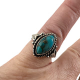 Kingman Turquoise Solid 925 Sterling Silver Ring 4.5