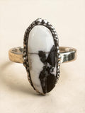 White Buffalo Solid 925 Sterling Silver Ring 8