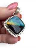 Aurora Opal Solid 925 Sterling Silver Pendant