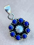 Blue Lapis & Pearl Solid 925 Sterling Silver Pendant