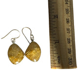 Faceted Gold Rutilated Quartz Solid 925 Sterling Silver Earrings