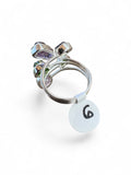 Dioptase, Amethyst & Morganite Solid 925 Sterling Silver Ring 6
