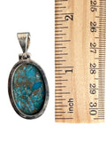 Kingman Blue Copper Turquoise Solid 925 Sterling Silver Pendant