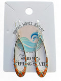 Navajo Oyster Shell & Fire Opal Inlay Solid 925 Sterling Silver Earrings