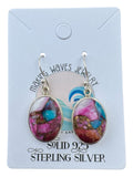 Kingman Pink Dahlia Turquoise Solid 925 Sterling Silver Earrings