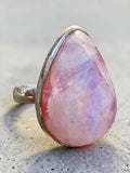 Pink Moonstone Solid 925 Sterling Silver Ring 6