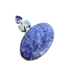 Lepidolite & Amethyst Solid 925 Sterling Silver Pendant