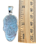 Sugar Skull Luminite Solid 925 Sterling Silver Pendant Handmade Taxco Mexico