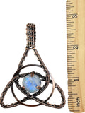 Rainbow Moonstone Copper Wrapped Pendant