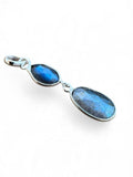 Double Labradorite faceted Solid 925 Sterling Silver Pendant