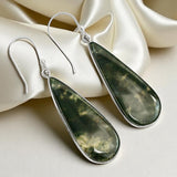 Moss Agate Solid 925 Sterling Silver Earrings