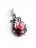 Kingman Red Rose Dahlia Solid 925 Sterling Silver Pendant