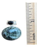 Seraphanite Angel Stone & Black Onyx Solid 925 Sterling Silver Pendant
