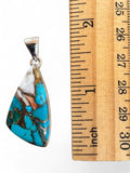 Kingman Turquoise & Oyster Solid 925 Sterling Silver Pendant