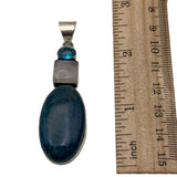 Blue Apatite Moonstone & Blue Quartz Solid 925 Sterling Silver Pendant