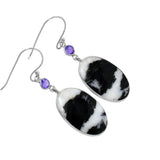 White Buffalo and Amethyst Solid 925 Sterling Silver Earrings