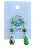 Kingman Peacock Dahlia Solid 925 Sterling Silver Earrings
