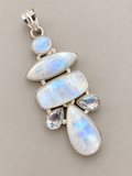 Rainbow Moonstone Silver Overlay Pendant