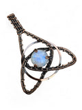 Rainbow Moonstone Copper Wrapped Pendant