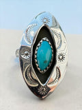 Kingman Turquoise Shadow Box Solid 925 Sterling Silver Ring 6