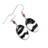 White Buffalo & Garnet Solid 925 Sterling Silver Earrings