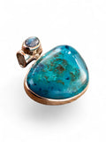 Shattuckite & Rainbow Moonstone Solid 925 Sterling Silver Pendant