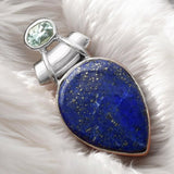 Blue Lapis & Blue Topaz Solid 925 Sterling Silver Pendant