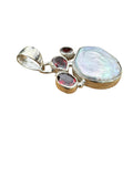 Pearl & Garnet Solid 925 Sterling Silver Pendant