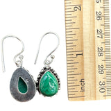 Malachite Solid 925 Sterling Silver Teardrop Earrings – Handmade Dangle Jewelry
