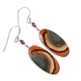 Polychrome Jasper & Garnet Solid 925 Sterling Silver Earrings
