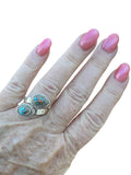 Kingman Turquoise & Spiny Oyster Solid 925 Sterling Silver Ring – Adjustable