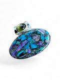 Kingman Turquoise and Charoite Solid 925 Sterling Silver Pendant