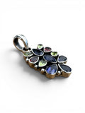 Iolite, Peridot & Garnet Solid 925 Sterling Silver Pendant