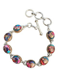Kingman Pink Dahlia Turquoise Solid 925 Sterling Silver Bracelet