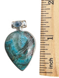 Blue Laguna Lace Agate & Aquamarine Solid 925 Sterling Silver Pendant