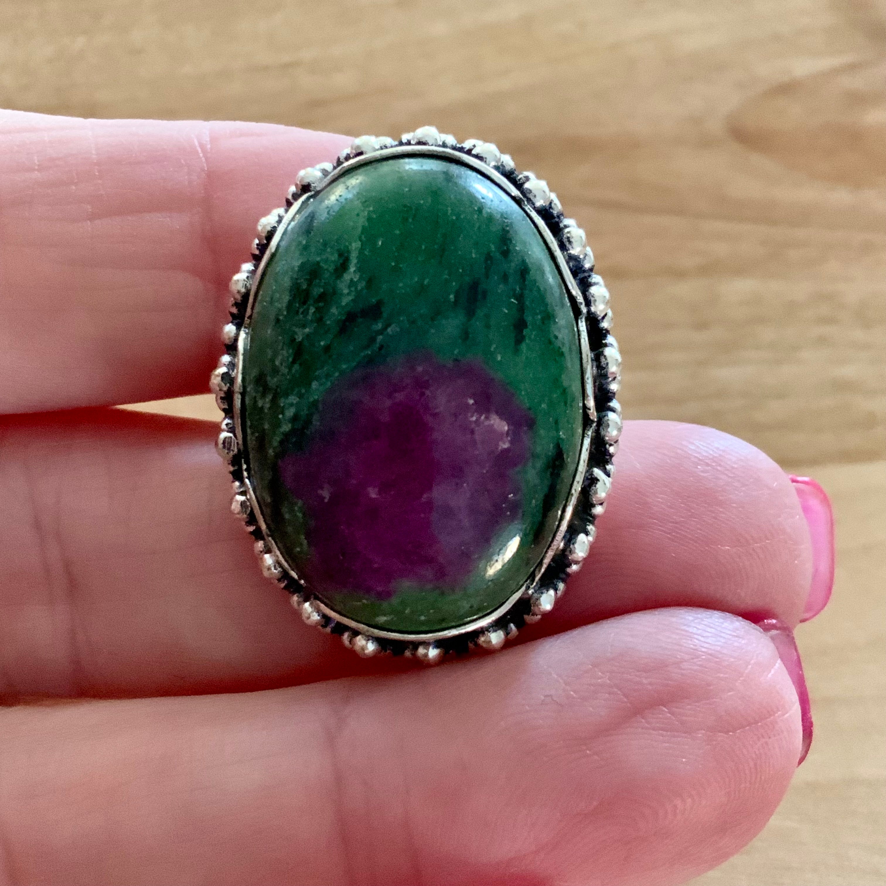 Ruby Zoisite Solid 925 Sterling Silver Ring 4