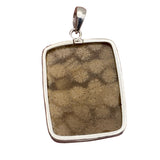 Fossilized Coral Solid 925 Sterling Silver Pendant