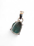 Rough neon Blue Apatite Solid 925 Sterling Silver Pendant