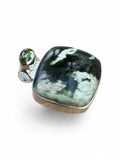 Chrome Chalcedony & Peridot Solid 925 Sterling Silver Pendant