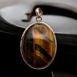 Tigers Eye Solid 925 Sterling Silver Pendant
