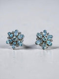 Blue Topaz Flower Solid 925 Sterling Silver Post Earrings