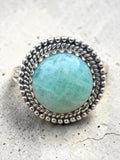 Amazonite Solid 925 Sterling Silver Ring 8