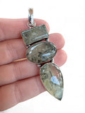 Moss Prehnite Silver Overlay Pendant