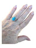 Kingman Turquoise Solid 925 Sterling Silver Ring 7.5