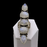 Rainbow Moonstone Solid 925 Sterling Silver Ring