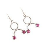 Pink Topaz Solid 925 Sterling Silver Earrings