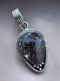 Black Rutilated Quartz Solid 925 Sterling Silver Pendant